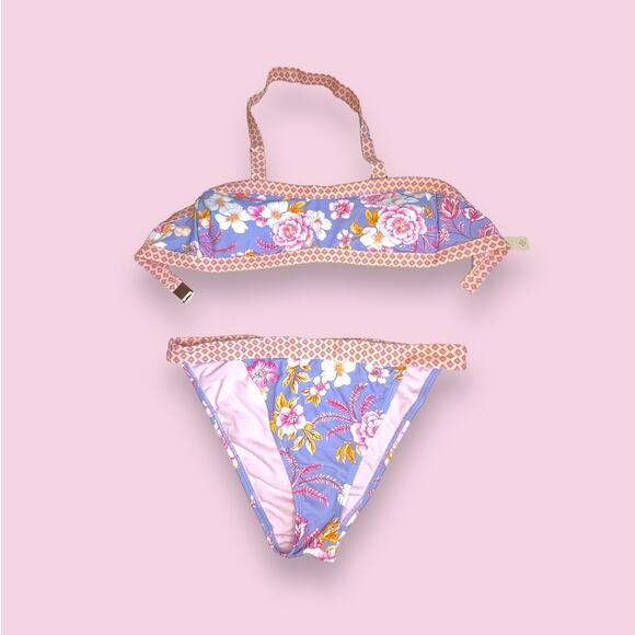 Nanette Lepore NWT Two Piece Pastel Pink Purple Swimsuit Bikini Size 10 - Picture 1 of 12